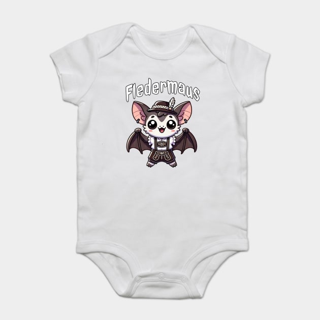 Eine Fledermaus In Lederhosen, funny cute bat design Baby Bodysuit by Luxinda